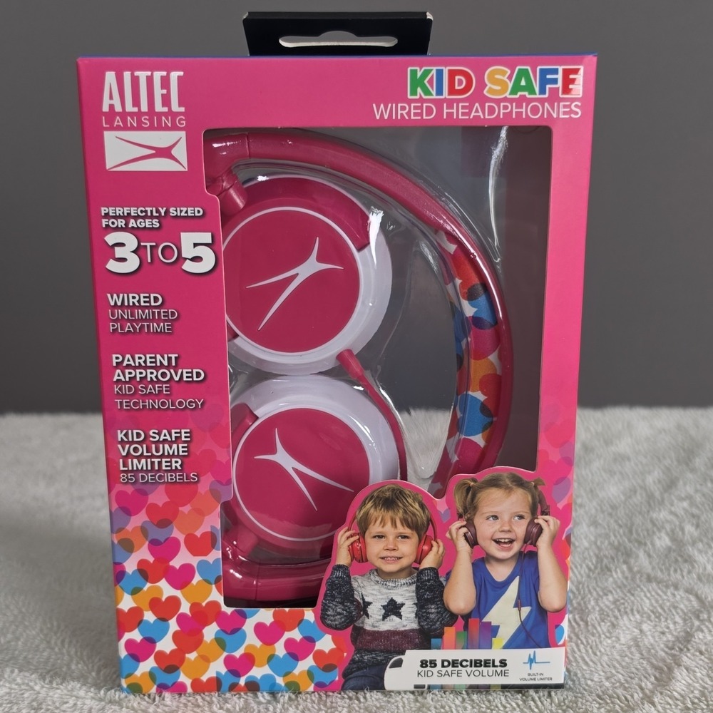 Altec Lansing Wired Kid Safe Headphones MZX4310-HRTSP, Volume Limitation, Pink